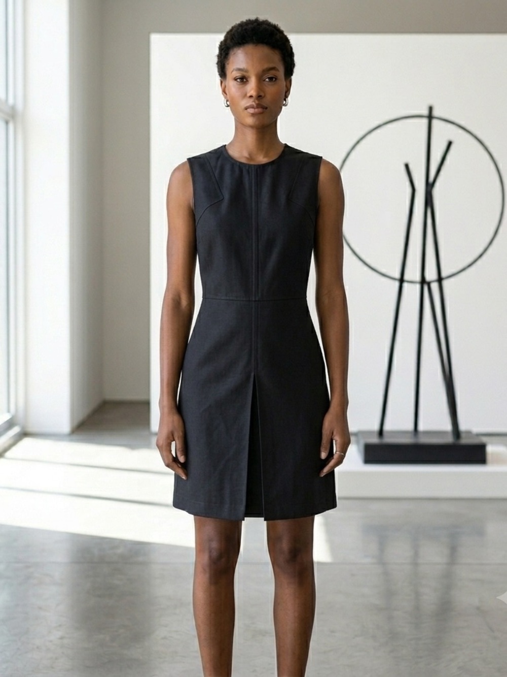 Stile Benetton Black Sleeveless Wool Blend A Line Dress Small